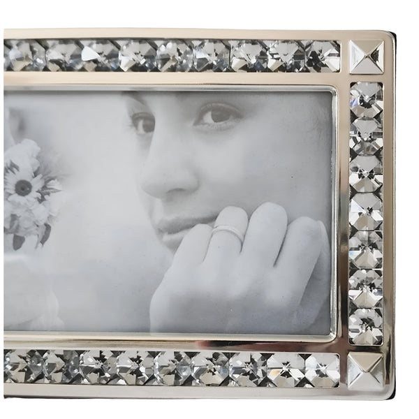 Silver Framed Crystal Edge Wedding Message Guest Book in Gift Box