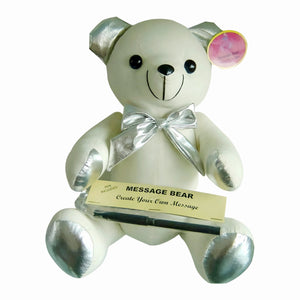 Silver Message Signature Teddy Bear & Pen