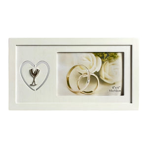 White Anniversary Photo Frame with Rotating Double Sided Heart