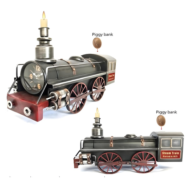 Large Steam Train Table Clock & Money Box