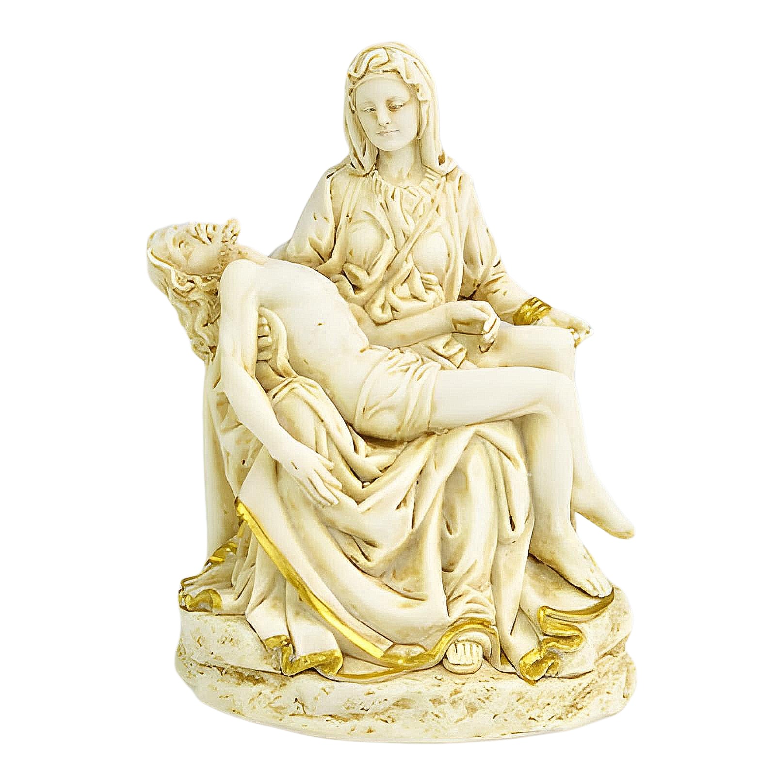 Holy Mother Mary & Jesus Pieta with Gold Detail Statue