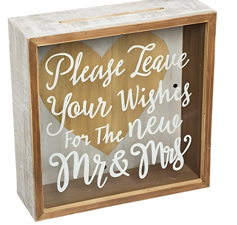 Rustic Wood Mr & Mrs Wedding Wishing Well Box