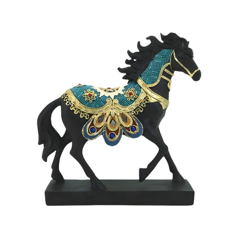 Black Jewelled Horse Figurine on Base