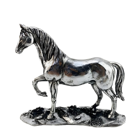 Silver Horse Figurine on Base