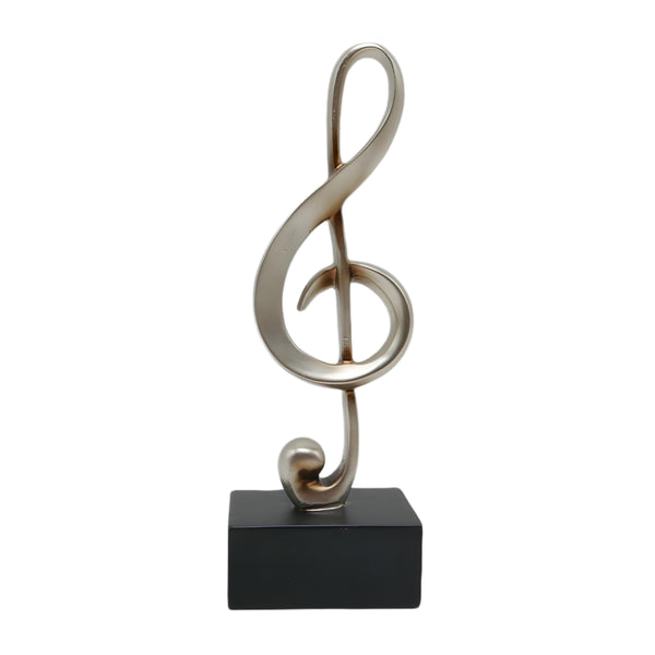 Set 3 Silver Tabletop Musical Notes on Black Stands Figurines