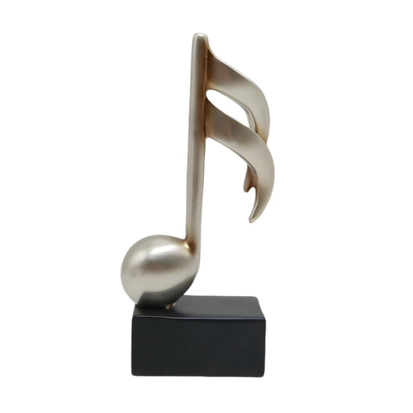 Set 3 Silver Tabletop Musical Notes on Black Stands Figurines