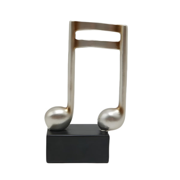 Set 3 Silver Tabletop Musical Notes on Black Stands Figurines