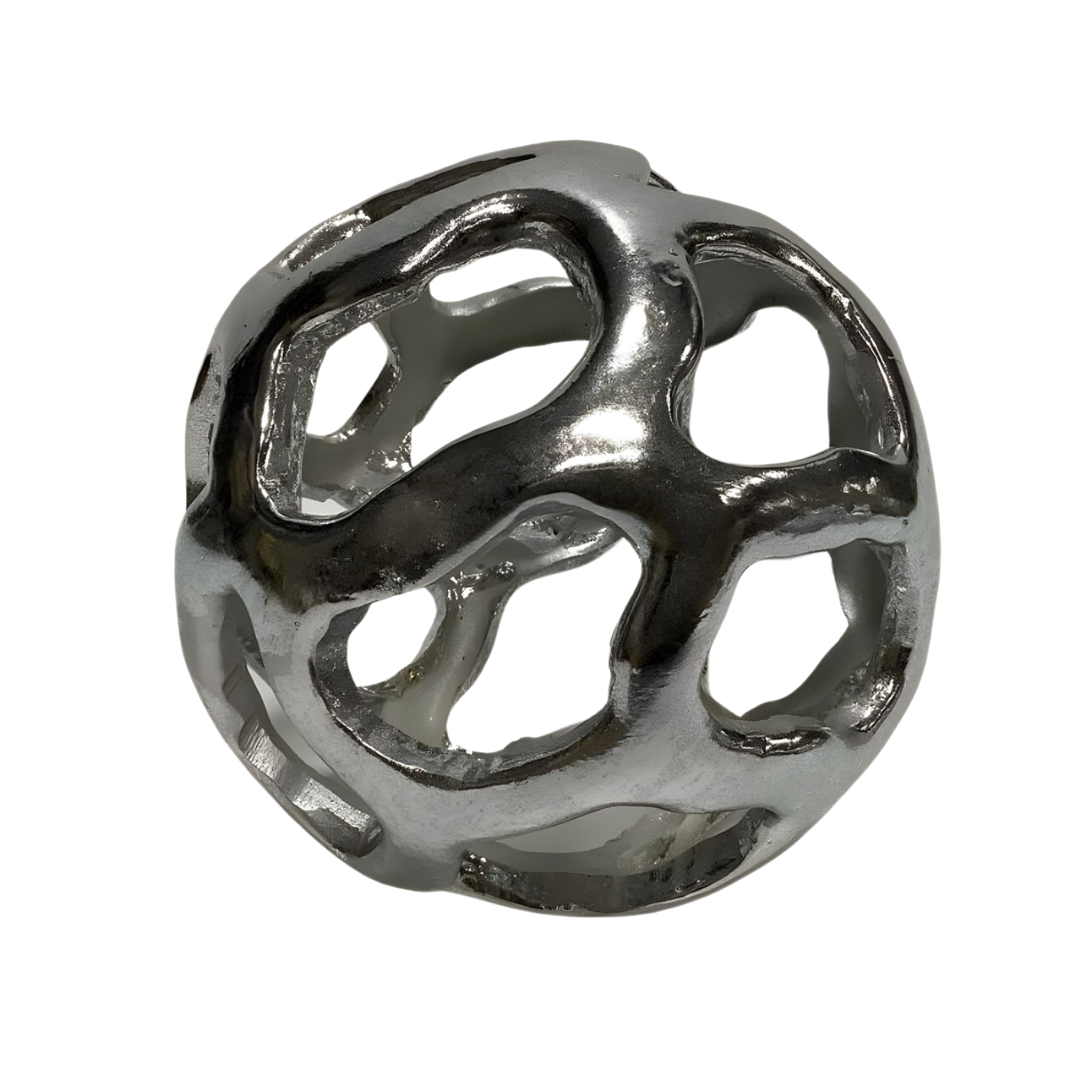 Silver Resin Decorative Tabletop Ball Shape Ornament