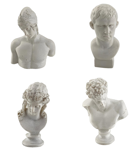 Set 4 Mini Human Bust Mythology Tabletop Figurines