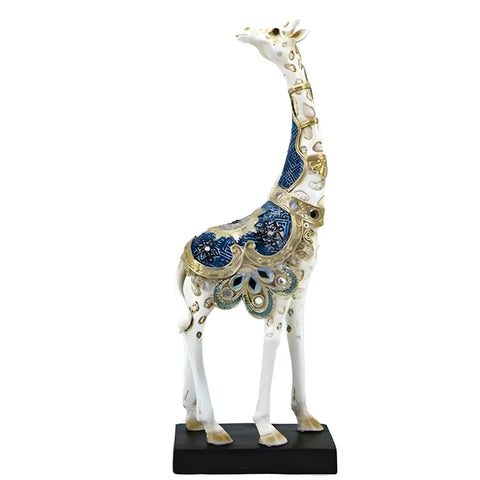 White & Blue Jewelled Giraffe Figurine on Base