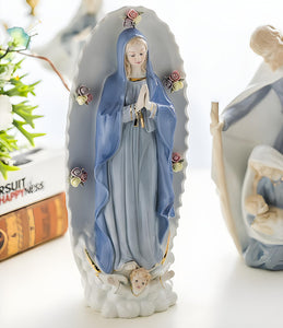 Holy Mother Mary with Flowers Ceramic Religious Statue