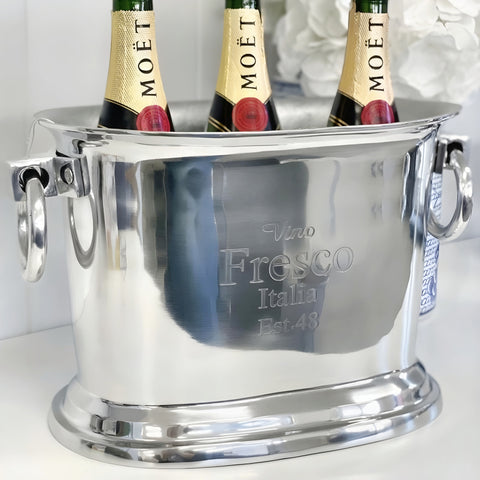 Silver Plated Vino Fresco Italia Champagne Ice Bucket with Handles