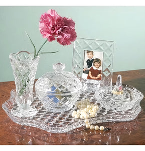 5 Piece Crystal Cut Glass Vanity Dressing Table Set