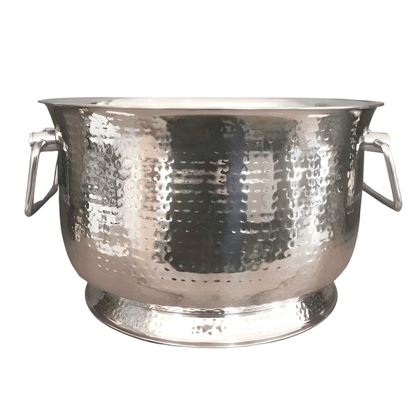 Silver Plated Hammered Champagne & Wine Ice Bucket Tub with Handles