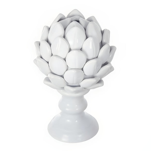 White Finial Decorative Tabletop Artichoke Figurine- Large