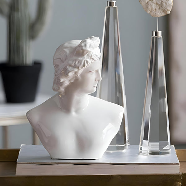 White Troy Bust Mythology Statue