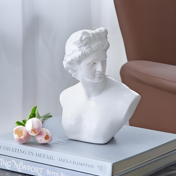 White Troy Bust Mythology Statue