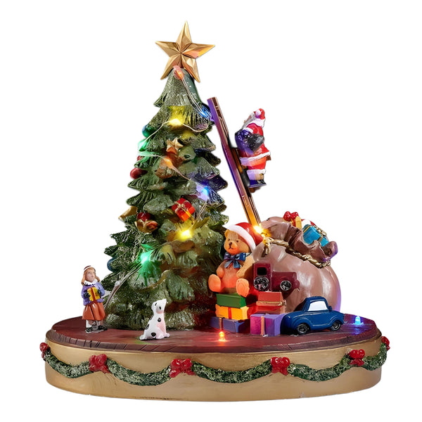 Musical LED Light Up Christmas Tree with Animated Santa Moving Up & Down