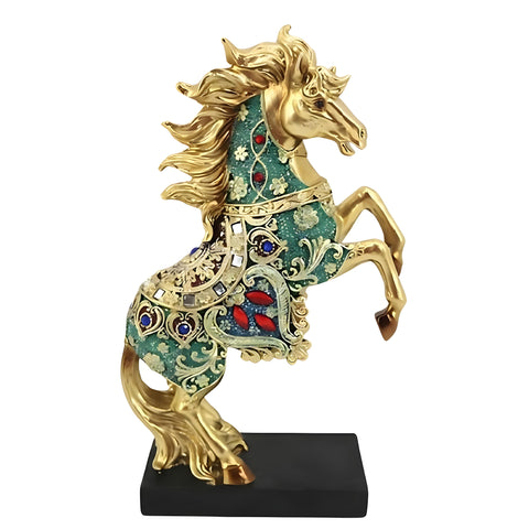 Golden Jewelled Horse Figurine on Base