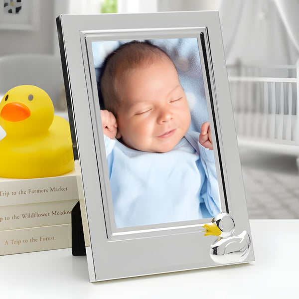 Shiny Silver Plated Baby Duck Photo Frame