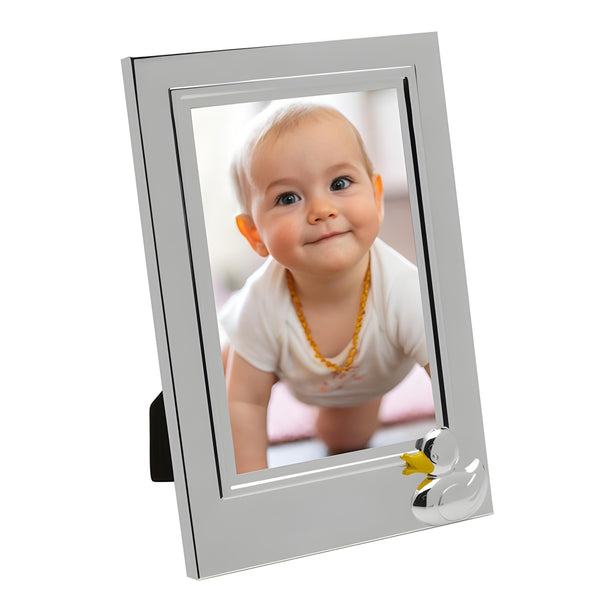 Shiny Silver Plated Baby Duck Photo Frame