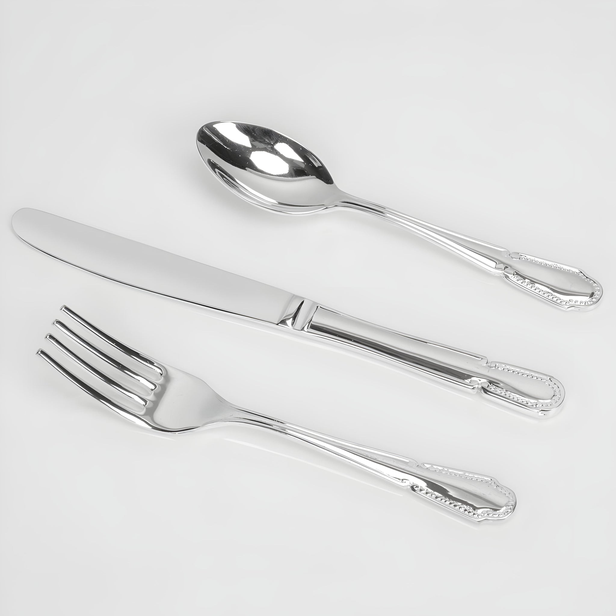 Set 3 Shiny Silver Plated Baby Cutlery Spoon, Fork & Knife Gift