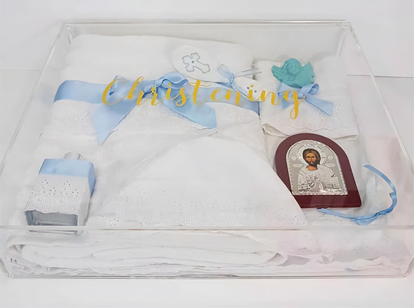 Plain Clear Square Acrylic Baby Christening Keepake Display Box- 35cm x 35cm