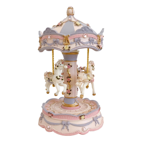 Pink & Purple Luna 3 Horse Rotating Musical Carousel Merry Go Round