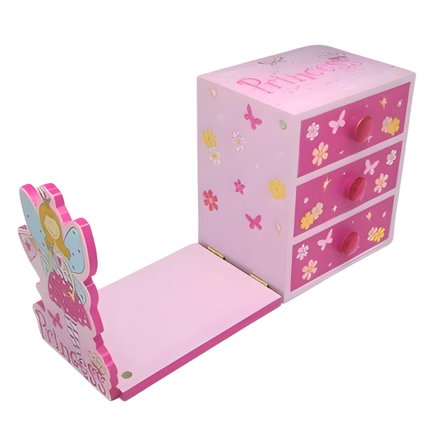 Girl's Hot Pink Fairy Princess Jewellery Box & Bookend Holder