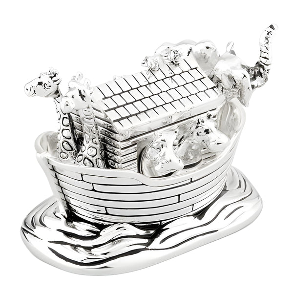 Shiny Silver Plated Noah's Ark Musical Box