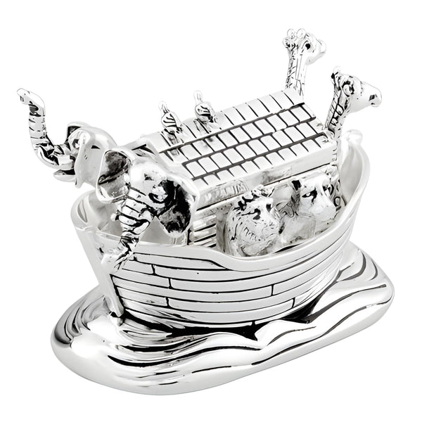 Shiny Silver Plated Noah's Ark Musical Box