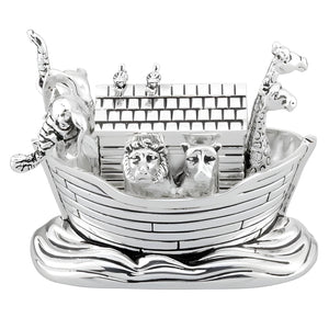 Shiny Silver Plated Noah's Ark Musical Box