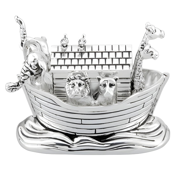 Shiny Silver Plated Noah's Ark Musical Box