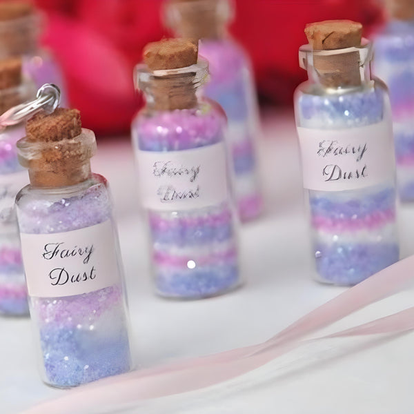 Set 12 Mini Clear Glass Empty Fairy Pixie Dust Vial Bottles & Cork Lid