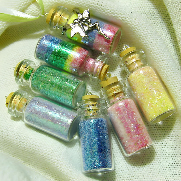 Set 12 Mini Clear Glass Empty Fairy Pixie Dust Vial Bottles & Cork Lid