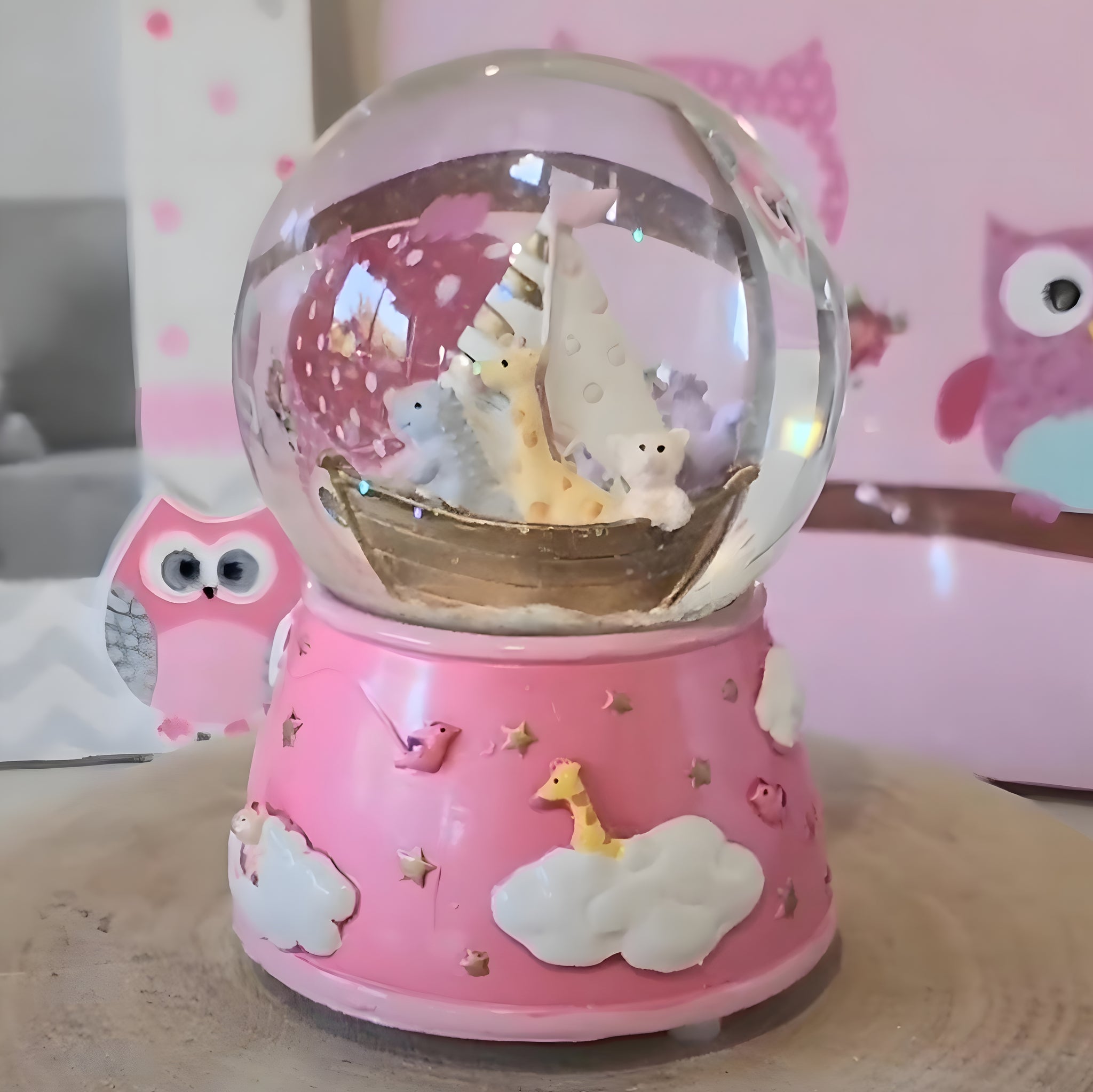 Pink Noah's Ark Musical Sleepy Time Waterball Globe