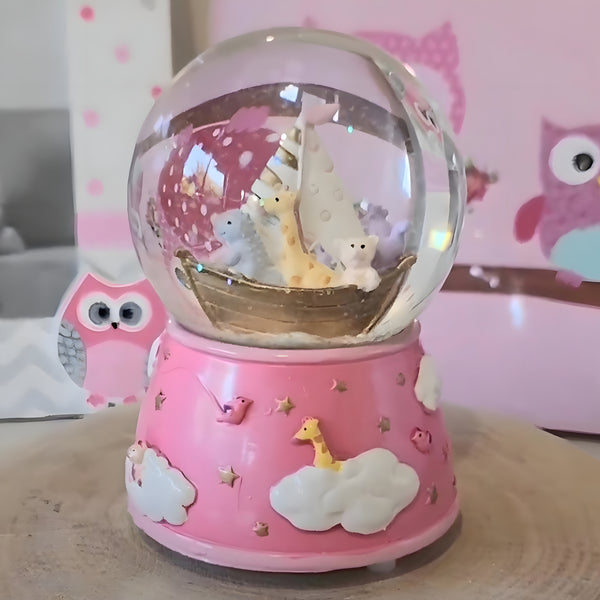 Pink Noah's Ark Musical Sleepy Time Waterball Globe