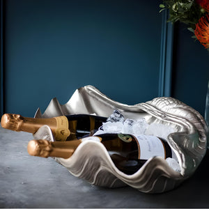 Large Silver Plated Clam Shell Wine Bottle Holder