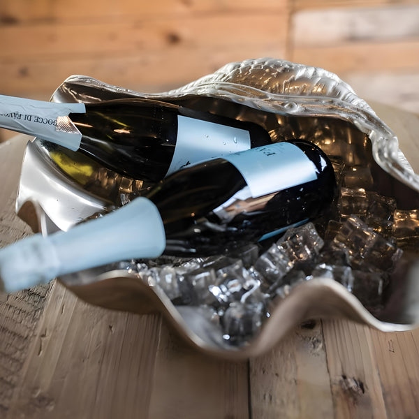 Large Silver Plated Clam Shell Wine Bottle Holder