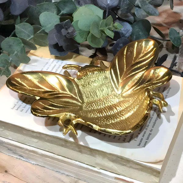 Gold Plated Decorative Tabletop Bee Dish Bowl