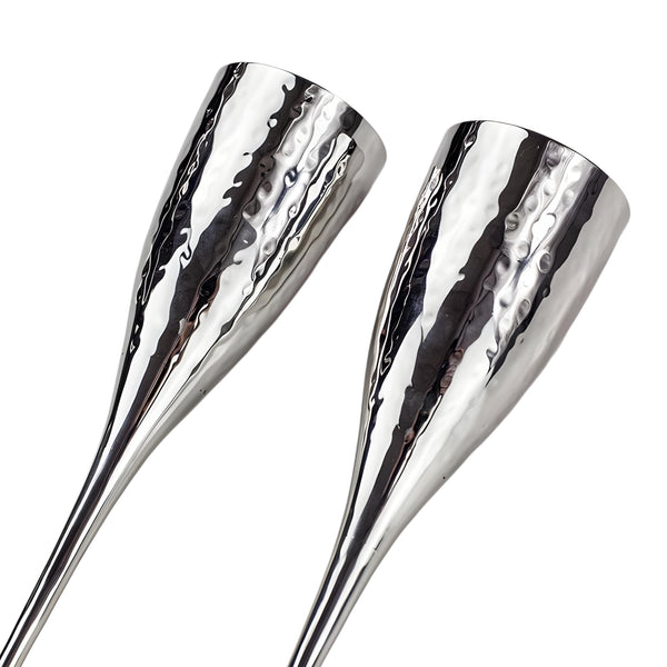 Set 2 Silver Plated Entwined Lovers' Heart Champagne Flutes on Stand