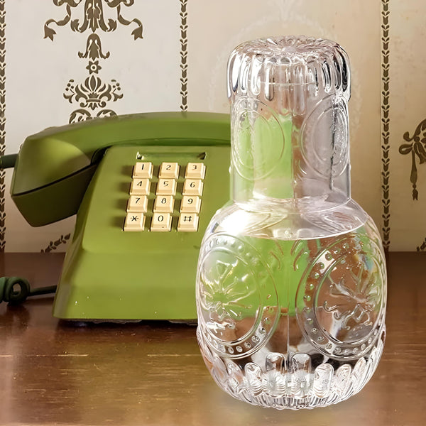 Bedside Clear Glass Carafe Bottle & Tumbler Set