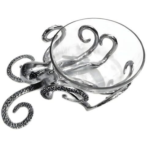 Silver Plated Octopus & Glass Serving Bowl