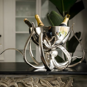 Silver Plated Octopus Stand Champagne & Wine Ice Cooler Tub