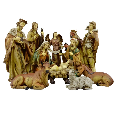 11 Piece Christmas Nativity Scene Colour Figurines Display Set- 30cm