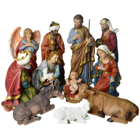 11 Piece Large Christmas Nativity Scene Colour Figurines Display Set- 61cm