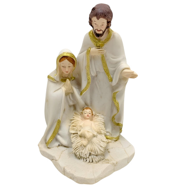 Christmas The Holy Family Nativity Statue with Gold Trim Detail