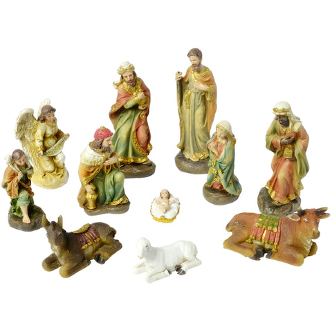 11 Piece Christmas Nativity Scene Colour Figurines Display Set- 13cm