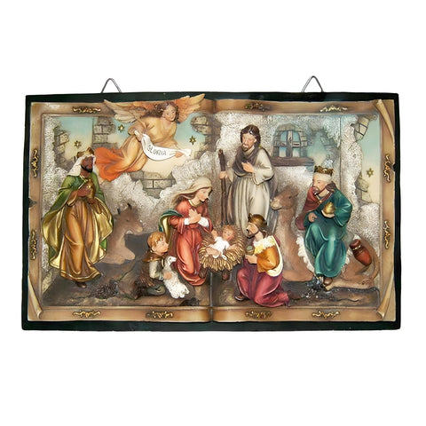 Christmas Nativity Scene Colour Hanging Wall Display Plaque