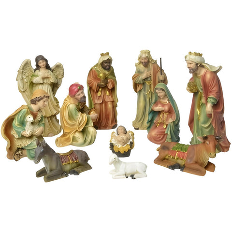 11 Piece Christmas Nativity Scene Colour Figurines Display Set- 30cm